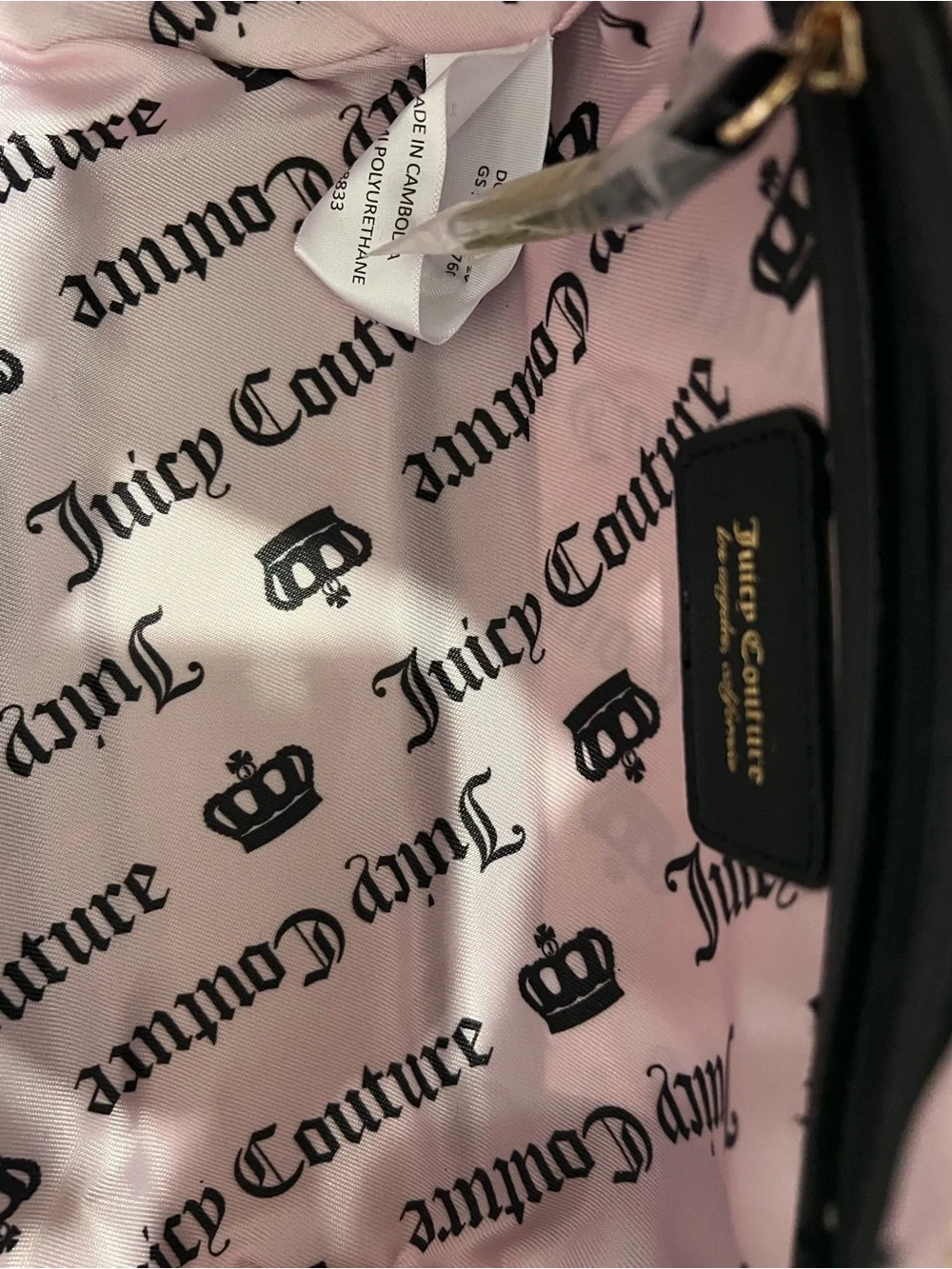 Juicy Couture Black Embossed Logo Satchel with Gold-Tone Accents